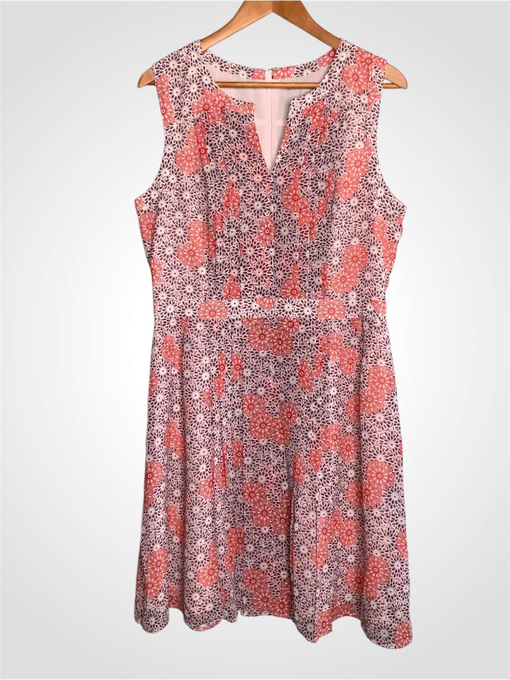Halogen Coral and White Floral Sleeveless Sheath Dress 14